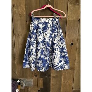 Chicwish Navy and White Botanical Midi Skirt